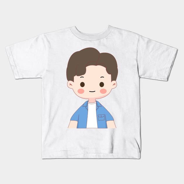 cute handsome boy Kids T-Shirt by BINTSTUDIO